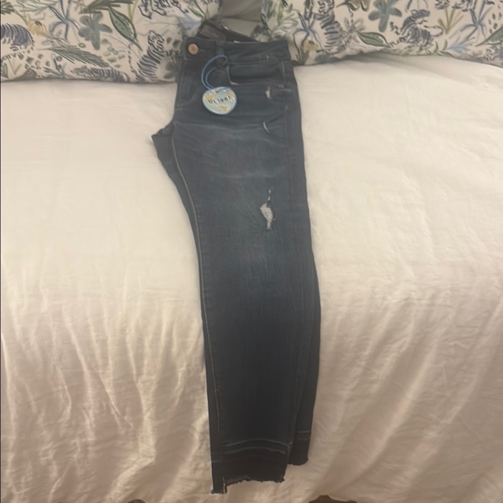 DL1961 Girls Dark Blue Chloe Skinny Distressed Jeans Size 12 NWT